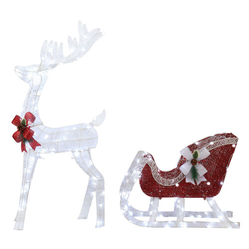 Light Up Reindeer and Sleigh Christmas Decoration 1