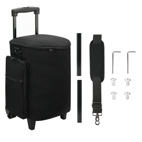 Nylon Speaker Bag for Bose S1 Pro and S1 Pro+ with Multiple Compartments and Retractable Handle, Durable Design