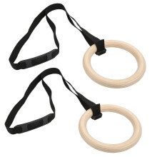 Birch Wood Gym Rings 330lbs Capacity Adjustable for Home Gym Workouts
