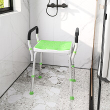 (Green) HOMCOM Rust-Free Aluminium Bath Chair with Adjustable Height