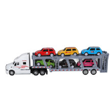 1:48 Camion porte-voitures jouet - Six voitures - Blanc