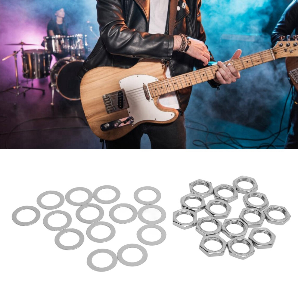 Silver Nut Washer Kit For Electric Guitar & Bass M9 Female Thread Fasteners 7611340268574