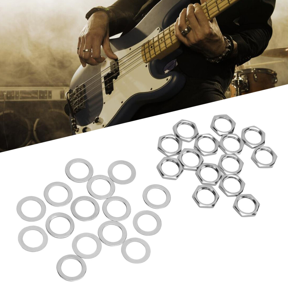 14 Pcs G3/8 Metal Washer & Nut Kit Electric Guitar Bass Jack Fasteners 7891340268655