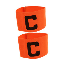 Football Captain's Armband Pack of 2 Elastic Bracelets for Team Leaders, Orange Sports Accessories, Adjustable Size