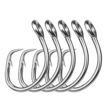 Fish Hooks 5 Pieces Large Stainless Steel Circle Hooks for Sea Fishing Trolling Tuna Barbed 11 Size Forged Design