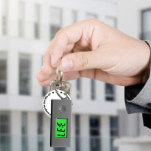 Triangle Pocket Watch Keychain, Digital Time & Date, 56x21x23mm
