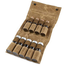 Canvas Spice Storage Bag with 9 Glass Containers, Portable Spice Organizer Set for Outdoor Cooking and Camping