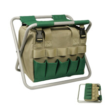 Folding Stool for Gardening and Camping, Portable Fishing Stool with Removable Tool Bag, Lightweight Outdoor Garden Seat