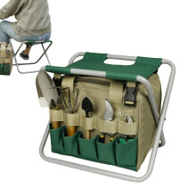 Folding Garden Stool with Removable Tool Bag, Portable Camping Stool for Gardening, Hiking, and Outdoor Use