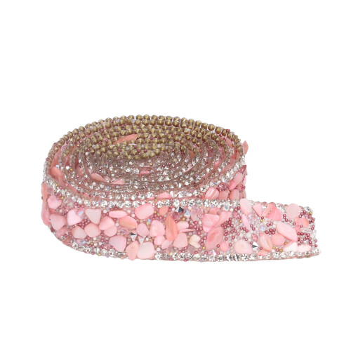 Cinta de strass 2 m x 2 cm Rosa Spec-1 Prensado en caliente 1