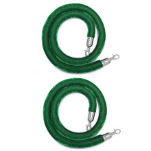Obstacle Control Rope 5m Green Velvet Rope with Silver Hooks for VIP Mounting and Celebrations
