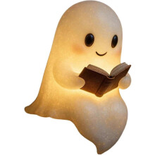 (3 STÜCK) Niedliche Geister-Lesebuchlampe, Halloween-Leuchtgeisterstatue, Nachtlicht, Kaminsims-Dekoration für Zuhause, Geister-Warmlicht-In