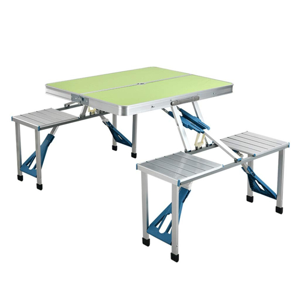 Heavy Duty Portable Folding Camping Table with 4 Chairs - Lightweight Aluminum, Easy Carry Handle, Ideal for Outdoor Dining and Picnics