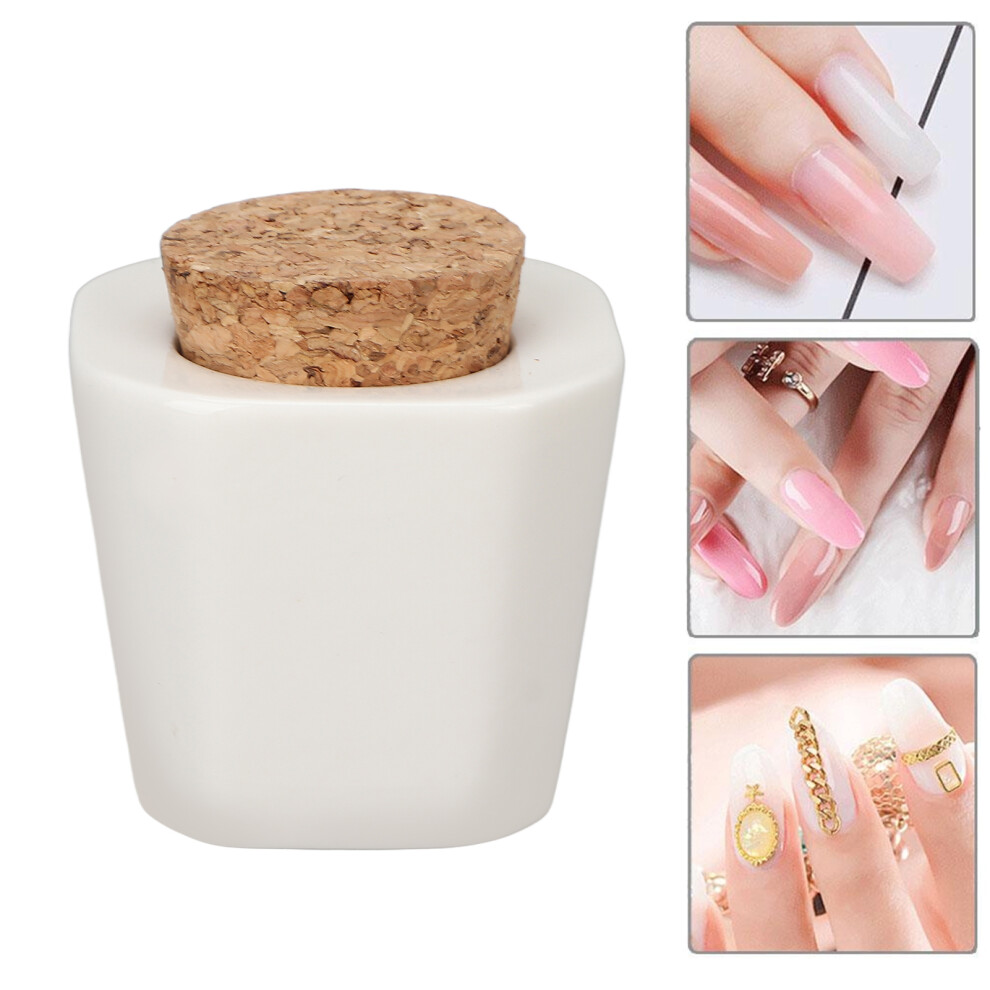 White Ceramic Nail Art Brush Cleaner Cup Â Multi-Function Nail Polish Remover