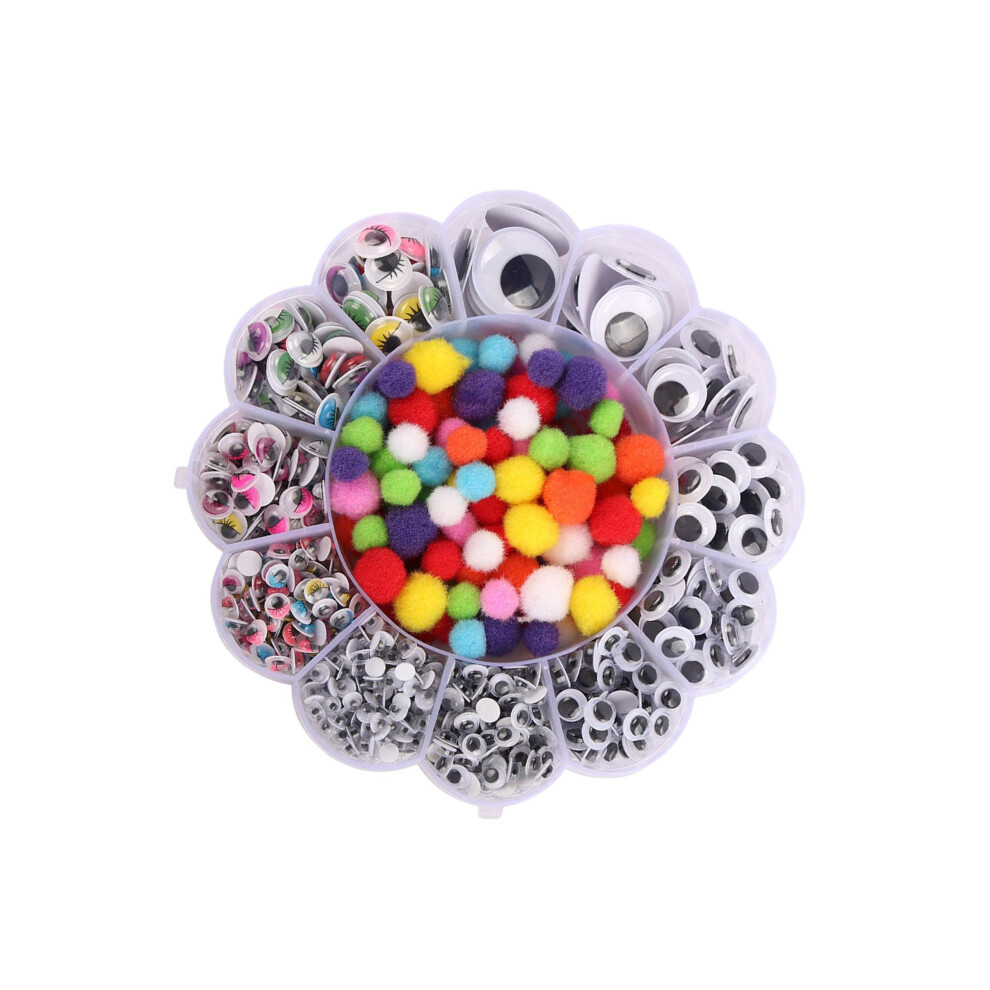 900Pcs Wiggle Googly Eyes Self Adhesive Crafts Eyes with Pom Poms DIY-image-OPC-PJKBFBD-NEW