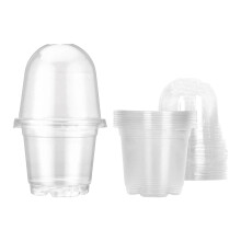 (at The Top) 10Pcs Plant Nursery Pots with Humidity Dome for Mini Landscape Plants