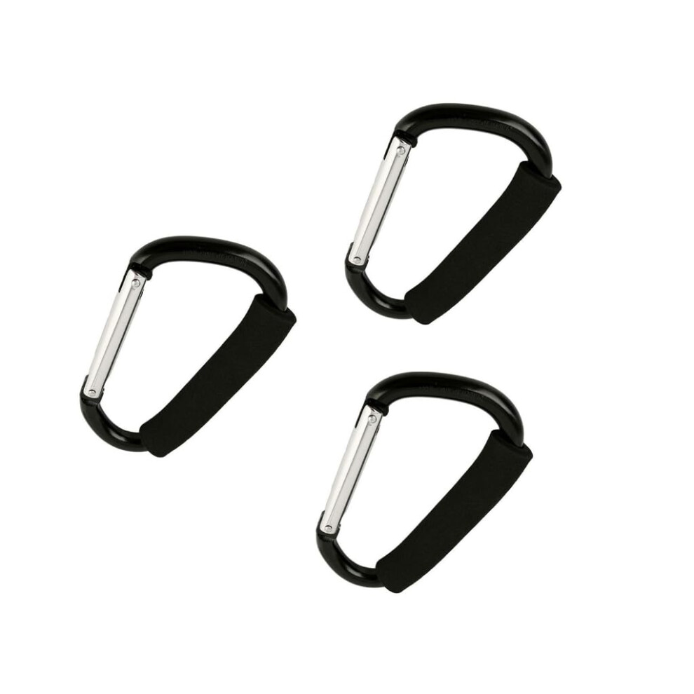 Aluminum Alloy Carabiner Clips with Foam Grips, Large Stroller Accessories for Hanging Bags and Shopping, 3 Pack