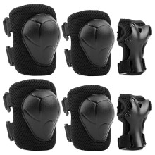 Skateboard Protective Gear Set for Kids, 6 Adjustable Knee and Elbow Pads with Wrist Guards for Biking and Scootering