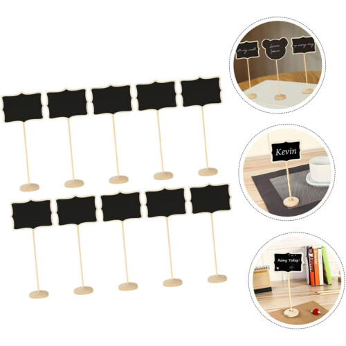 10 Pack Mini Chalkboard Signs for Home Use Thin Wooden Plaques Small LED Menu Boards Buffet Labels 2