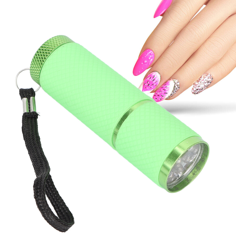 Portable Green LED Flashlight Nail Lamp â 9 Chips, 1W, Aluminum & Silicone