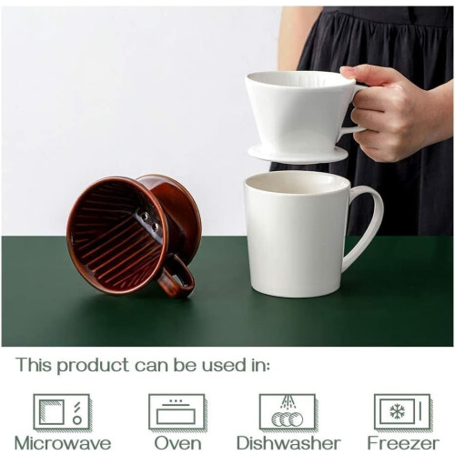 Ceramic Coffee Dripper, Reusable Pour Over Coffee Maker, White Coffee Filter, One Size 1