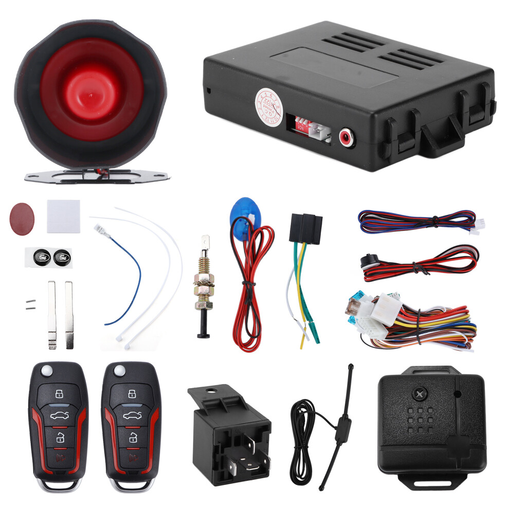 12V Car Alarm System with Remote Keyless Entry, Anti-Theft & Emergency