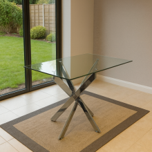 Glass Dining Table with Chrome legs, Rectangle, Living / Dining Room