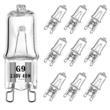 40W G9 Halogen Light Bulb Two Prong Looped Pins for Cabinet Lights, Landscape Lights,Dimmable, Warm White(10pcs)