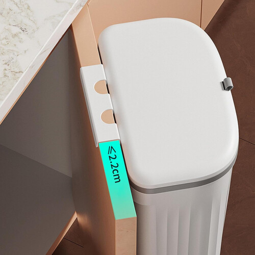 Kitchen Bin with Lid - Waterproof Organic Trash Can, Wall-Mounted Hanging Waste Bin, Cream Plastic Compost Bin for Kitchen and Cupboard 1