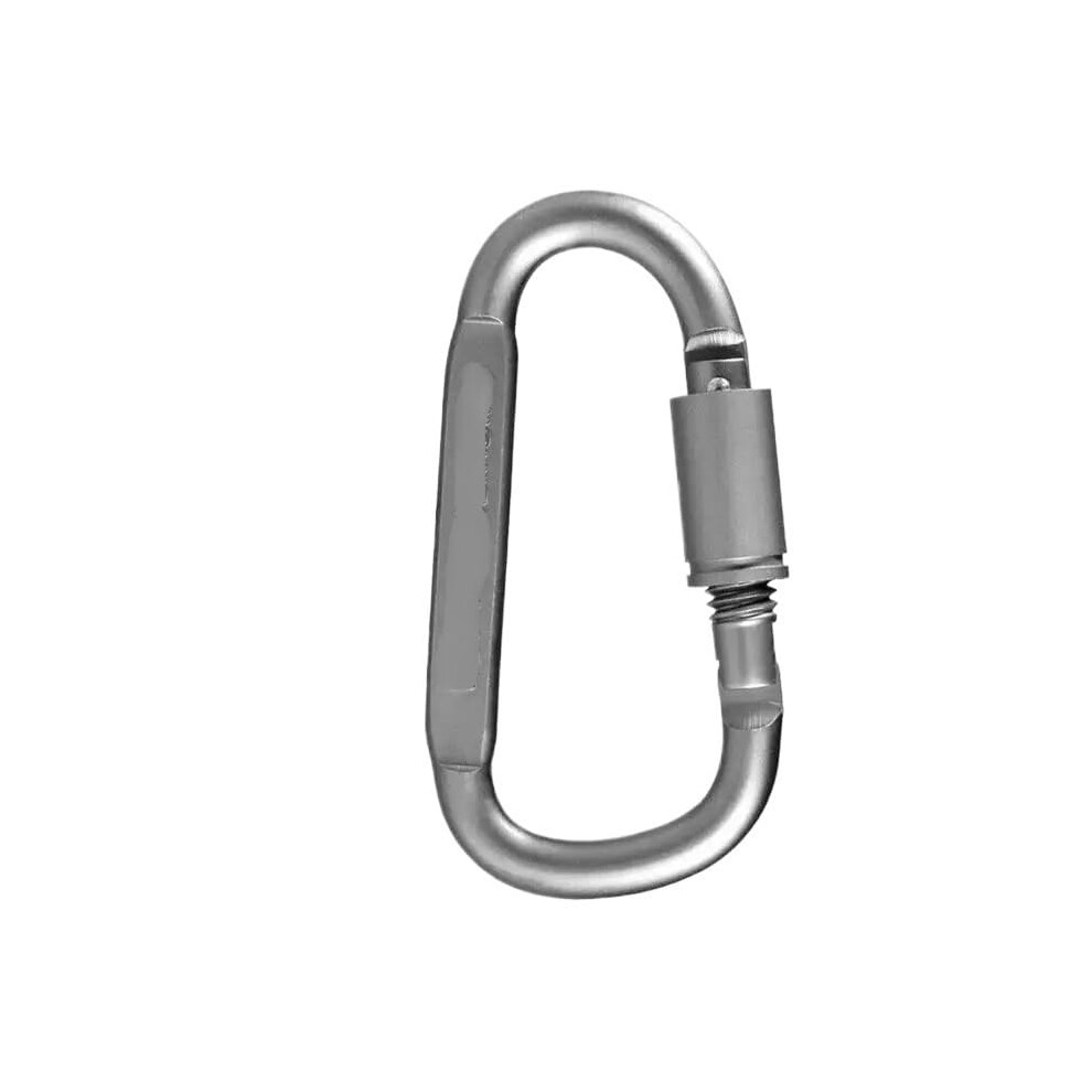 Carabiner Hooks Pack Of 2, D-Shaped Aluminium Alloy Key Ring Clips, Silver Lightweight Equipment Hooks 6493810636813