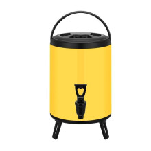 Isolated Stainless Steel Container Hot Water Urn with Tap Double-Walled Drink Dispenser Foldable Stand 30x16cm 6L Yellow