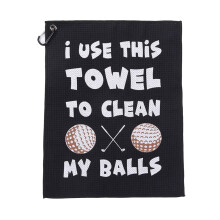 Funny Golf Towel with Clip for Golf Bag, Black Microfiber Towel for Cleaning Golf Balls, Ideal Gift for Men and Dads