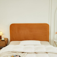 Samt Strecken Bett Kopfteil Bezug Orange 200cm x 200cm Weich Langlebig Staubdicht All-Inclusive Kopfteil Husse für Schlafzimmer