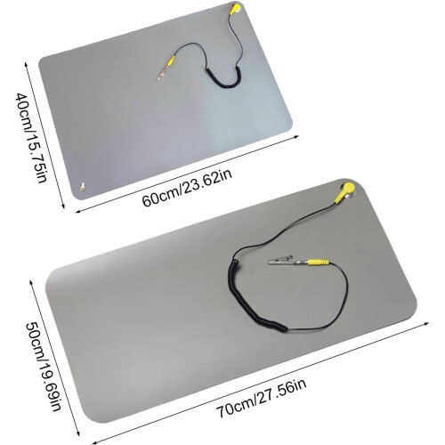 Professional Antistatic Mat 40 X 60 Cm for Computer Technicians with Ground Wire and Wrist Strap for Sensitive Electronics 1