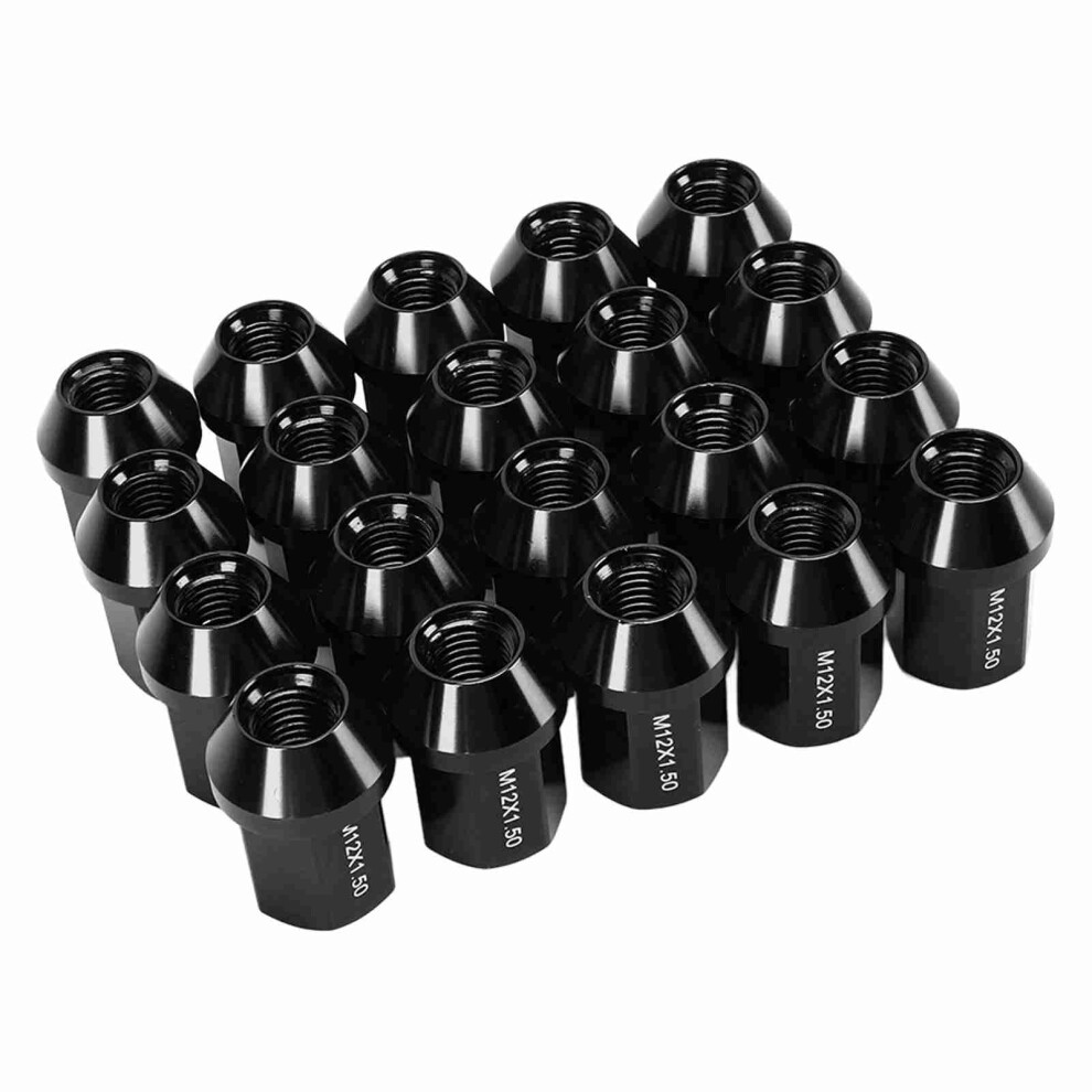 20Pcs M12x1.5 Chevy Camaro Wheel Lug Nuts 35Mm Aluminum Alloy Closed End Black 4081340305976