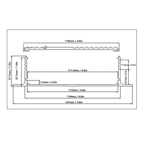 Caja de proyecto 6063-T5 41x147x150mm plateado mate 2