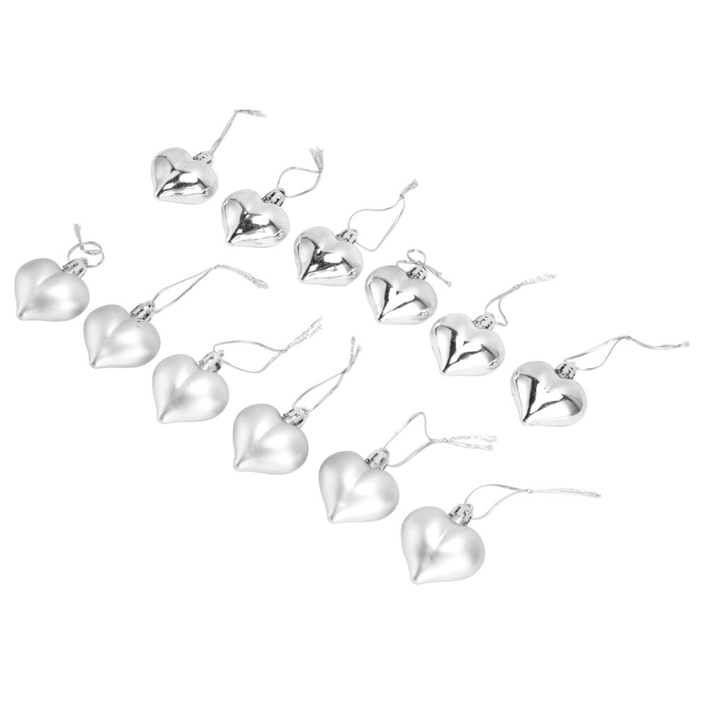 12pcs Heart-Shaped PVC Christmas Ornaments, 4.5cm Silver Hanging Decorations-image-OPC-PJKBSMX-NEW