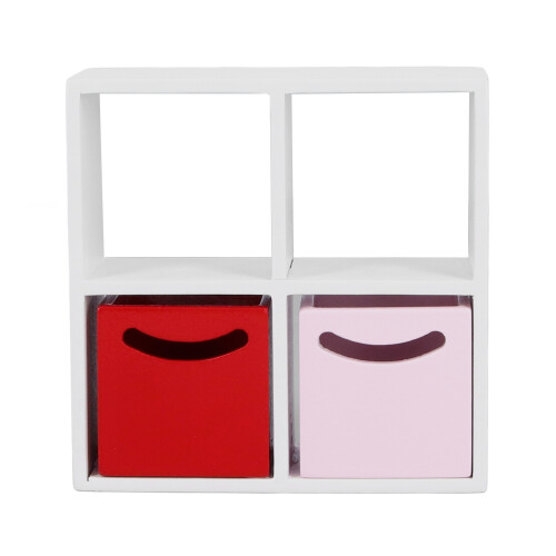 1:12 estantería de abedul con 4 compartimentos + 2 cajones,8.5x3.5x8.5cm 1