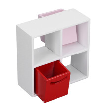 1:12 estantería de abedul con 4 compartimentos + 2 cajones,8.5x3.5x8.5cm