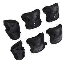 Kids Protective Gear Set - Breathable Knee Elbow Hand Guard, Black, Ages 3-12
