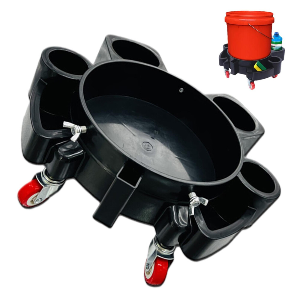Car Wash Bucket Base With 5 Wheels, Multifunctional Removable Trolley For Easy Washing, Waxing, And Polishing Tools 6947110070124