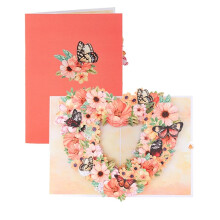 Wedding Invitation Cards Pop-Up Greeting Card with Envelope, Floral Design, Birthday Postcard, Engagement Decor (Color: Butter Butterfly Flower)