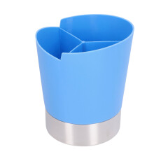 Dispenser di cannucce blu compatto a 3 scomparti