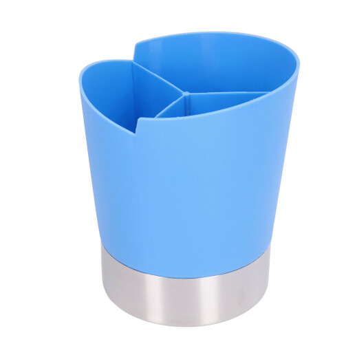 Dispenser di cannucce blu compatto a 3 scomparti