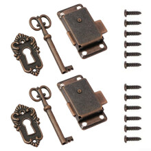 Drawer Lock with Key, Vintage Style Cabinet Hardware, 2 Pieces, Ideal for Wooden Boxes and Storage Cabinets