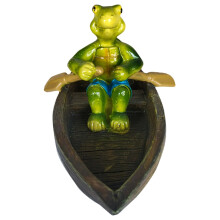 Floating Frog Pond Decor - Cartoon Resin Rowing Frog Figure, Waterproof Pool Ornament for Outdoor Garden and Fish Tank