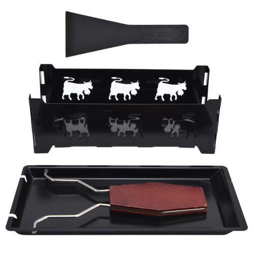 Portable Mini Raclette Grill with Non-Stick Black Handle Bakeware Tool 1