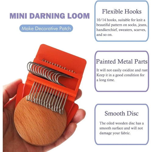 Small Weave Tool Quick Mini Mending Kit for Easy Hand Weaving and Repair, Portable Darning Machine 2