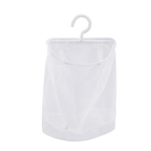 Clothespin Bag for Clothesline, White Polyester Mesh Hanging Clothespin Holder, Reusable and Multipurpose for Home and Garden