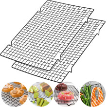 Cake Rack Set of 2, Stainless Steel Cooling Rack with Sturdy Feet, Rectangular Baking and Roasting Rack 41 x 25.5 cm